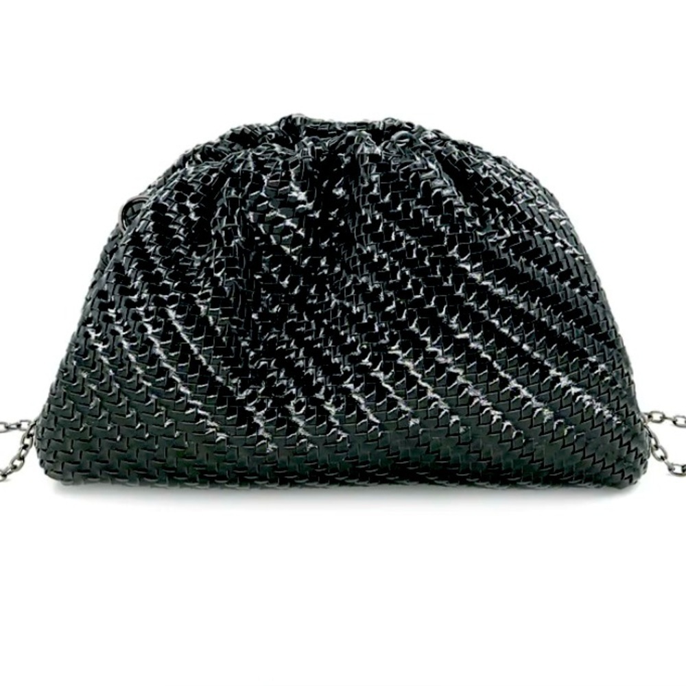 Elegant Black Woven Vegan Clutch